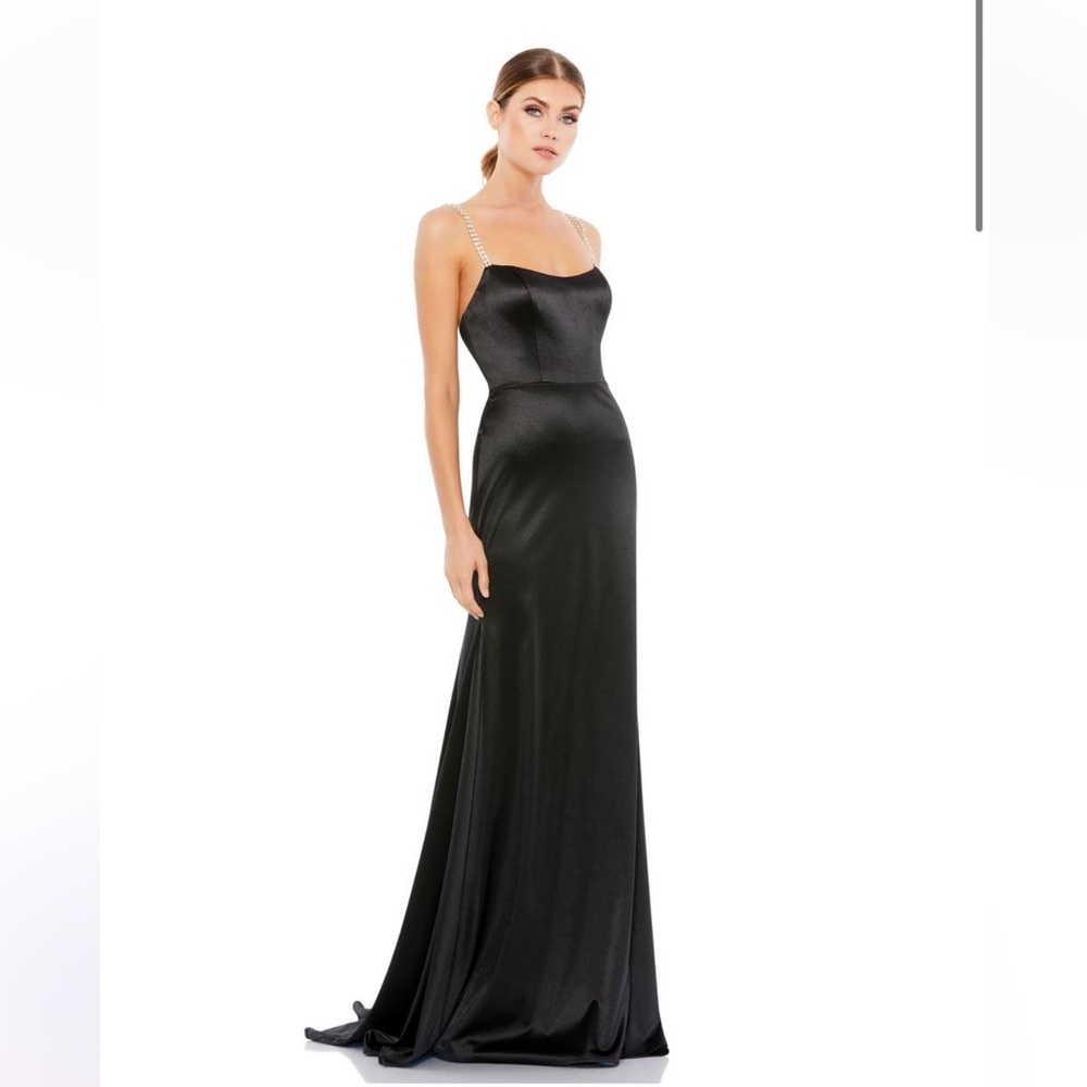 Mac Duggal Black Strapless Satin Gown